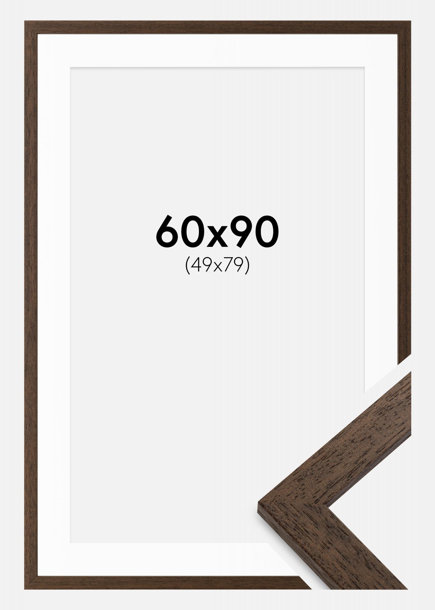 Buy Frame Brown Wood 60x90 cm Picture Mount White 50x80 cm here